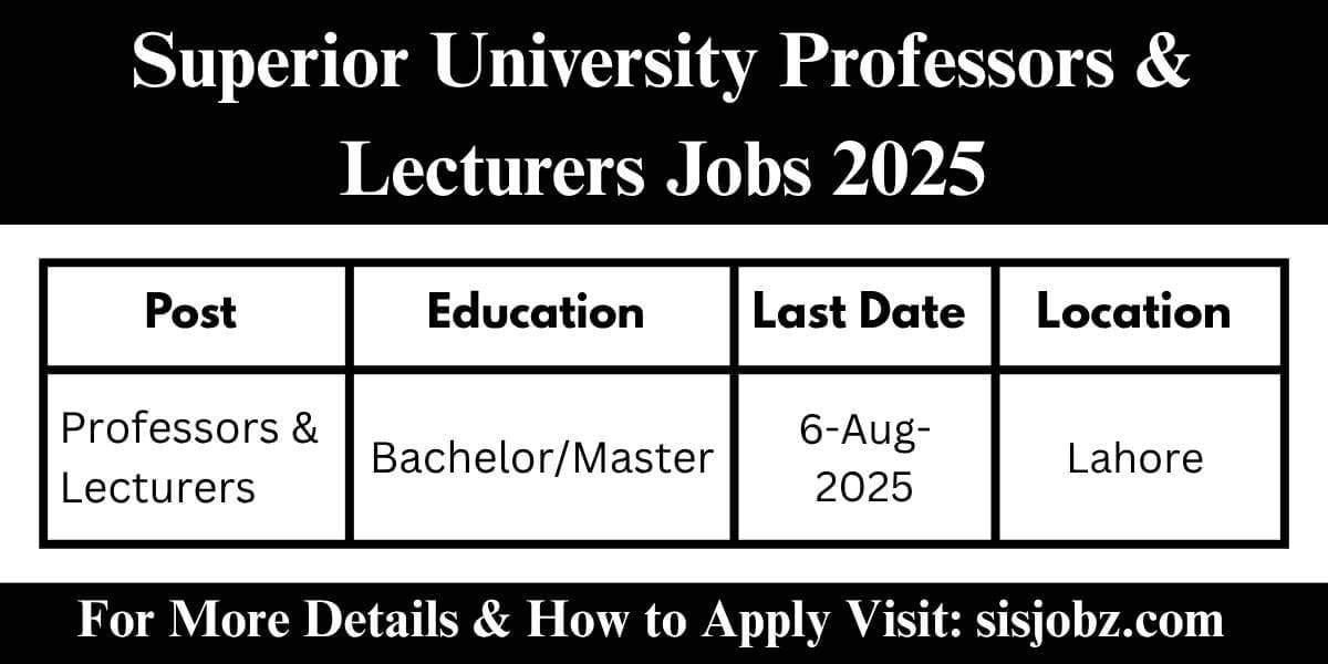 Superior University Professors & Lecturers Jobs 2025